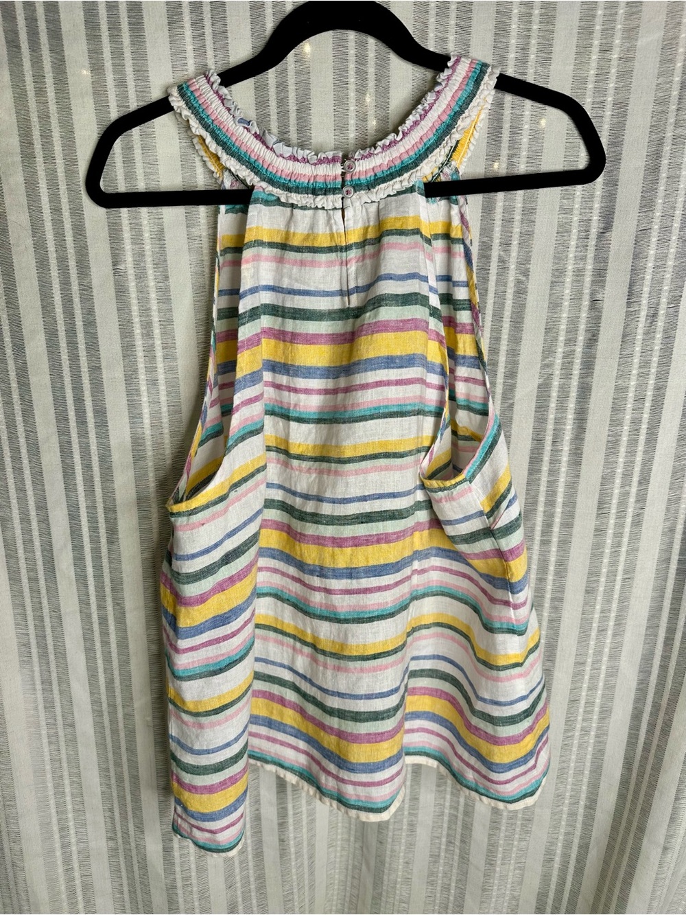 NWT 100% LINEN Halter Top – Festive Stripe Petite XL - Picture 7 of 8